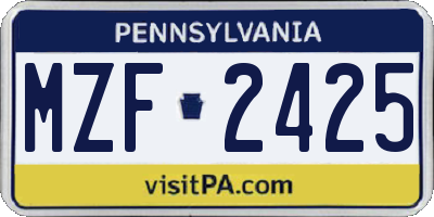 PA license plate MZF2425