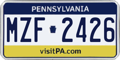 PA license plate MZF2426