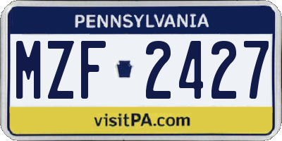 PA license plate MZF2427