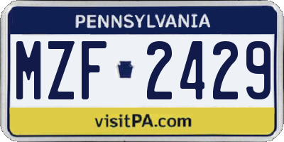 PA license plate MZF2429