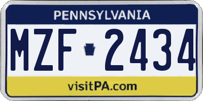 PA license plate MZF2434