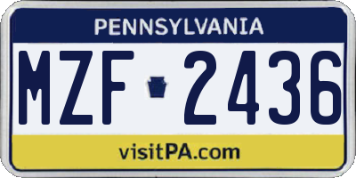 PA license plate MZF2436