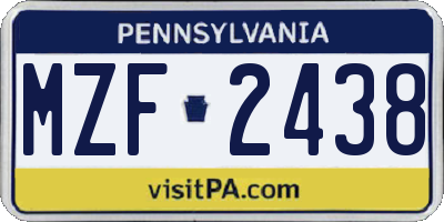 PA license plate MZF2438
