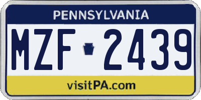 PA license plate MZF2439