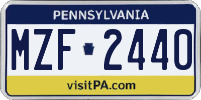 PA license plate MZF2440