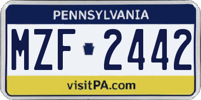 PA license plate MZF2442