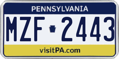 PA license plate MZF2443