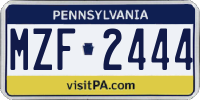 PA license plate MZF2444