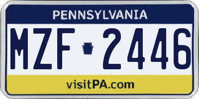 PA license plate MZF2446
