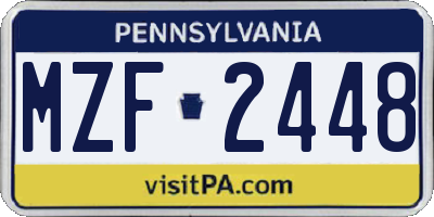 PA license plate MZF2448