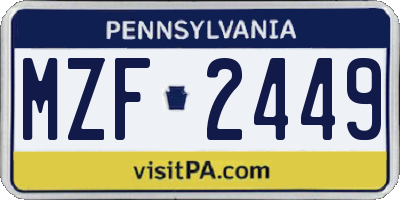 PA license plate MZF2449