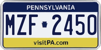 PA license plate MZF2450