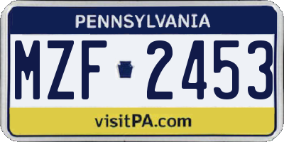 PA license plate MZF2453