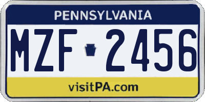PA license plate MZF2456