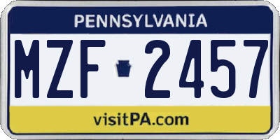 PA license plate MZF2457