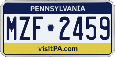 PA license plate MZF2459