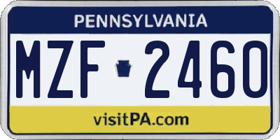 PA license plate MZF2460