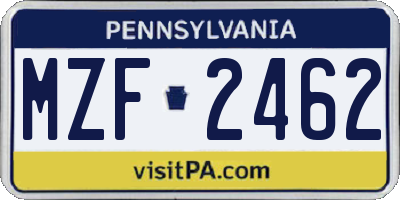 PA license plate MZF2462