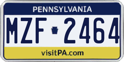 PA license plate MZF2464