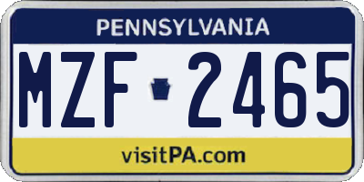 PA license plate MZF2465