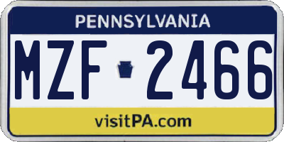 PA license plate MZF2466