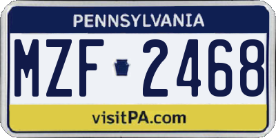 PA license plate MZF2468