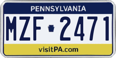 PA license plate MZF2471