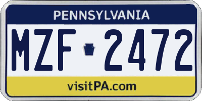 PA license plate MZF2472