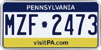 PA license plate MZF2473