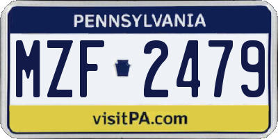 PA license plate MZF2479