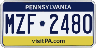 PA license plate MZF2480