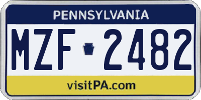 PA license plate MZF2482