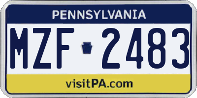 PA license plate MZF2483