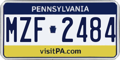 PA license plate MZF2484
