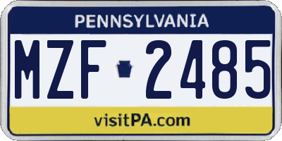 PA license plate MZF2485
