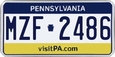 PA license plate MZF2486