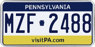 PA license plate MZF2488