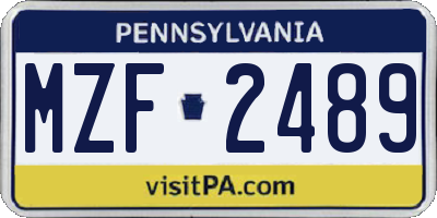PA license plate MZF2489