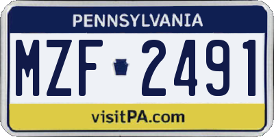 PA license plate MZF2491