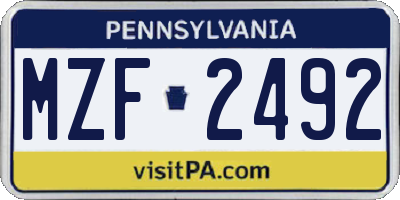 PA license plate MZF2492