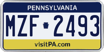 PA license plate MZF2493
