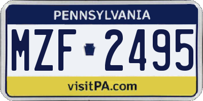 PA license plate MZF2495
