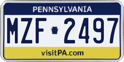 PA license plate MZF2497