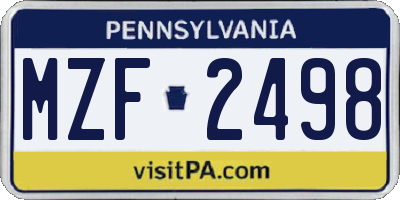 PA license plate MZF2498