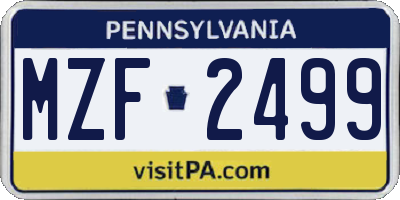 PA license plate MZF2499