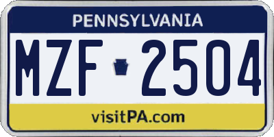 PA license plate MZF2504