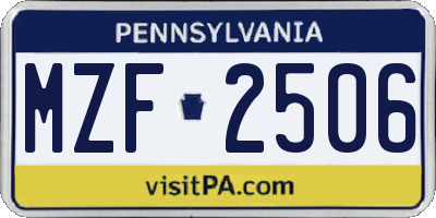 PA license plate MZF2506