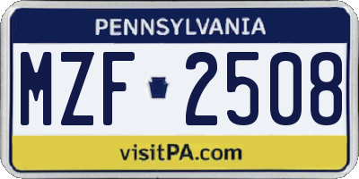 PA license plate MZF2508