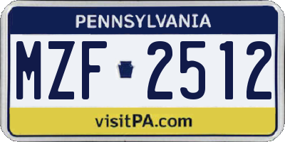 PA license plate MZF2512