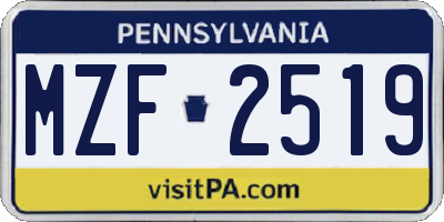 PA license plate MZF2519
